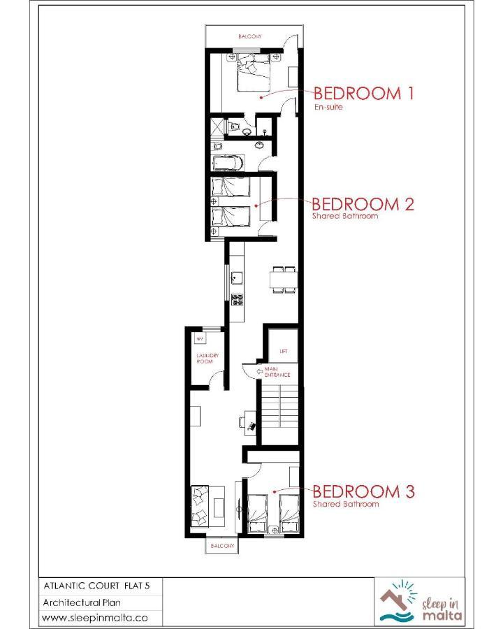 F5 Room 1, Private Double Room With Private Bathroom And Balcony In Shared Flat Msida Eksteriør billede